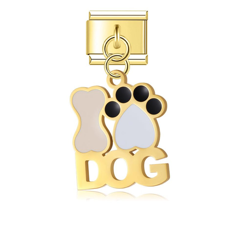 'I love Dog' Gold Charm Colgante