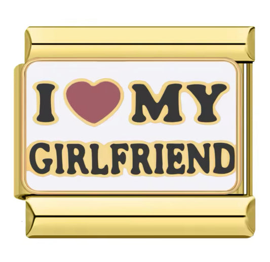 'I Love My GF' Gold Charm