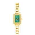 'Green & Rhinestone' Gold Charm Watch