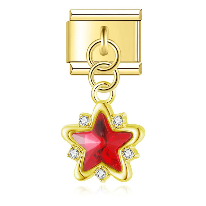 'Red Star' Gold Charm Colgante