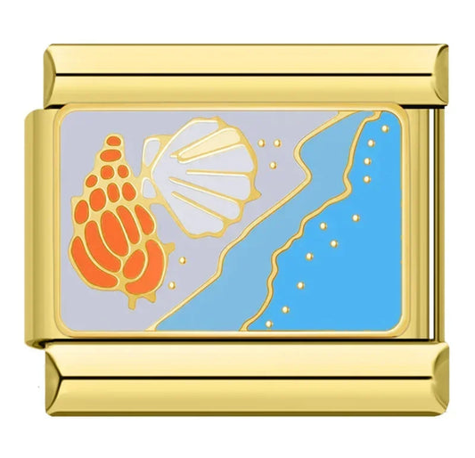 'Beach' Gold Charm