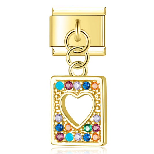 'Box Heart' Gold Charm Colgante